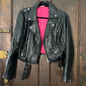 Vixen by Micheline Pitt Black Leather Moto Jacket